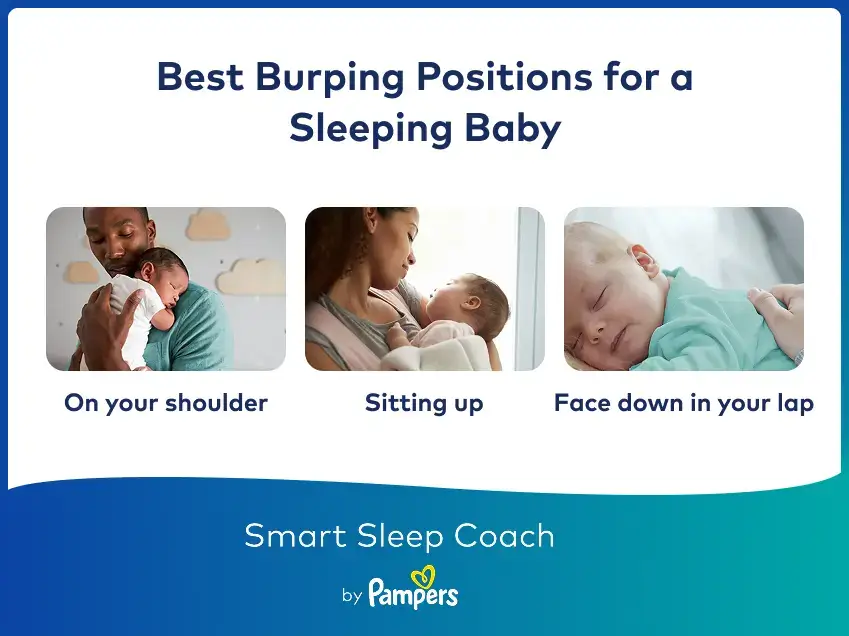 A father gently burping a 3-month-old baby after a night feed in a dark bedroom with a small nightlight, realistic home photo