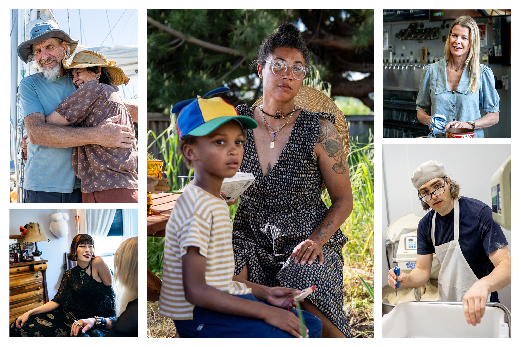 A parent holding up two shirts while a toddler stands in a bedroom choosing between them, realistic family lifestyle photograph
