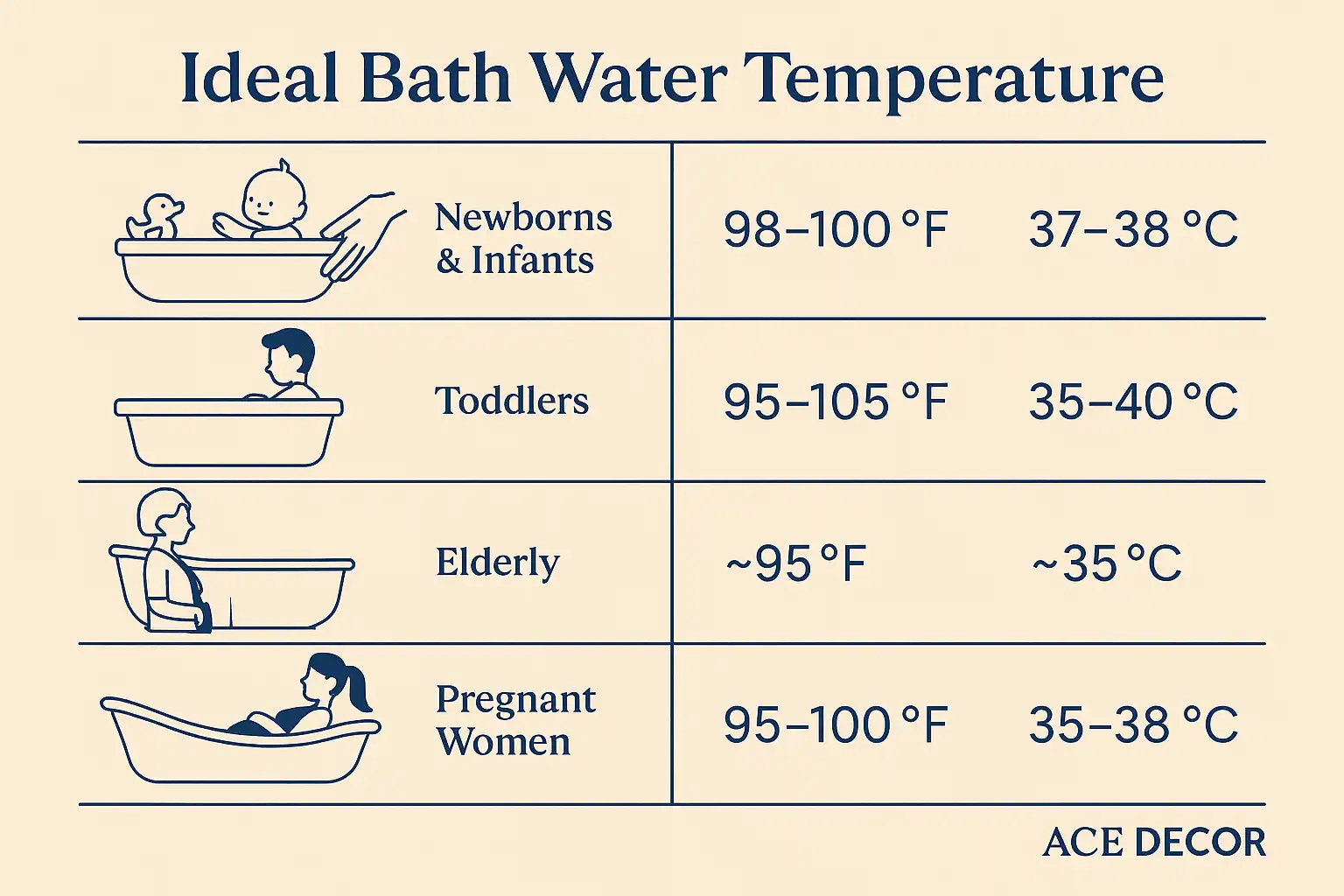A parent kneeling next to a bathtub testing swirling bath water with their elbow while a toddler sits nearby with a towel, realistic home photo