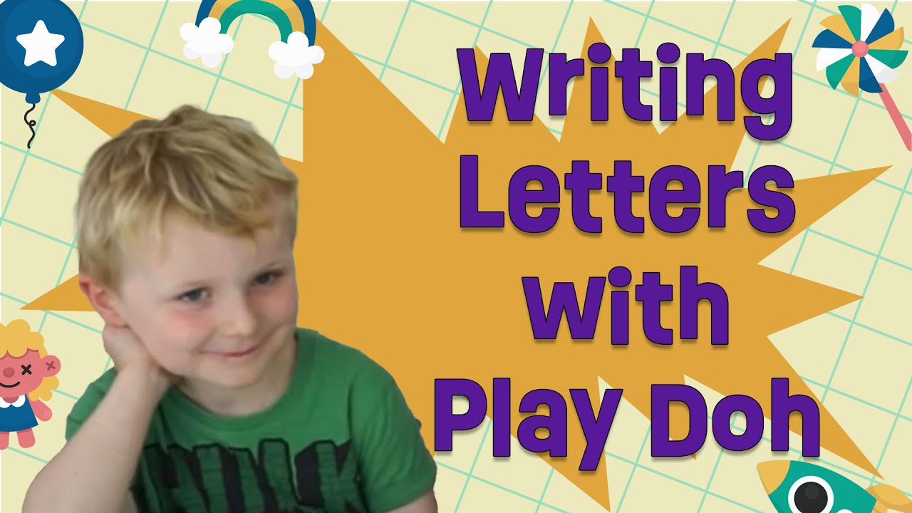 A preschool child at a daycare table shaping play dough into letter forms while a caregiver watches nearby, natural classroom photo